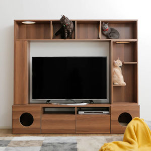 キャットタワー付壁面収納付テレビ台