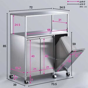 ステンレス作業台ワゴン ダスト3分別 