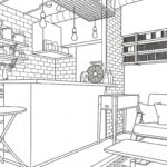 壁付けキッチン 目隠しカウンター