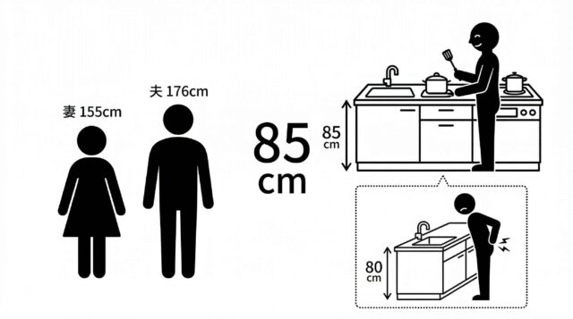 キッチン 高さ 90 155センチ